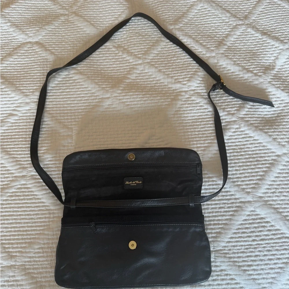 Black Italian Leather Crossbody Bag